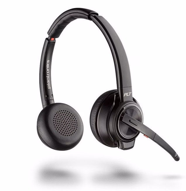 Poly Savi 8220-M Duo ANC Office DECT NC Headset mit Active Noise Cancellation für Festnetz, PC Softp