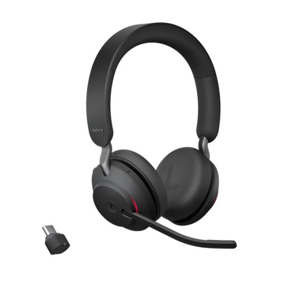 Jabra Evolve2 65 Link380c UC Stereo Black Bluetooth NC Headset inkl. Link 380 USB-C UC BT Dongle an