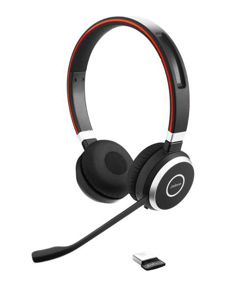 Jabra Evolve 65 MS Duo Bluetooth NC Headset inkl. Ladestation & Link 370 Dongle für PC Softphone/Mob