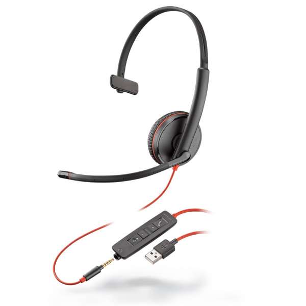 Poly Blackwire C3215 USB-A & 3,5mm Klinke Mono NC Headset mit CallControl für UC/Microsoft
