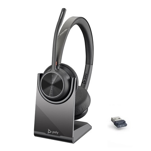 Poly Voyager 4320 UC Station USB-A Stereo Bluetooth Headset inkl. Ladeschale & BT700 USB-A Dongle fü