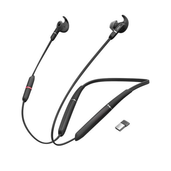 Jabra Evolve 65e MS Nackenbügel Bluetooth NC Headset inkl. Link 370 Dongle für PC Softphone/Mobiltel