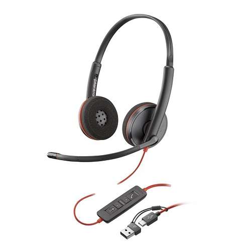 Poly Blackwire 3220 "USB-C auf USB-A Adapter" Stereo Headset für UC/MS mit USB-C Stecker