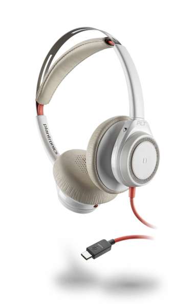 Poly Blackwire C7225 USB-C ANC Duo White NC Headset mit Active Noise Cancelling & CallControl für UC