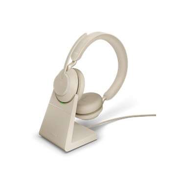 Jabra Evolve2 65 Link380a MS Stereo Stand Beige Bluetooth NC Headset inkl. Deskstand & Link 380 USB-