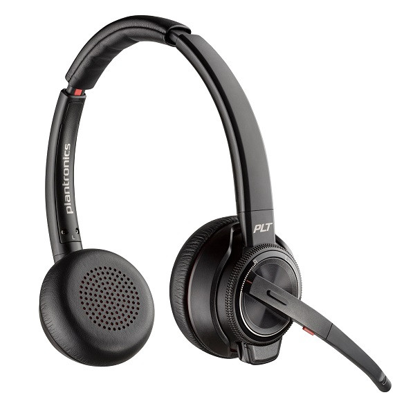 Poly Savi 8420 Office UC Stereo ANC DECT Headset für Tischtelefon, PC und Mobiltelefon mit Active No