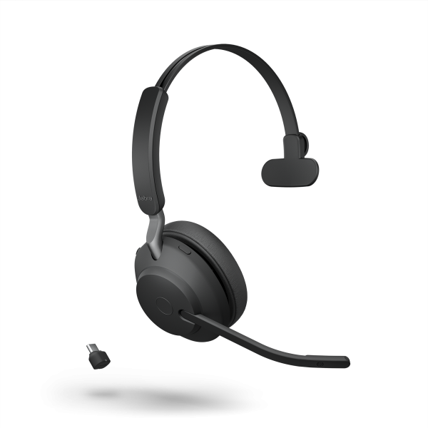 Jabra Evolve2 65 Link380c UC Mono Black Bluetooth NC Headset inkl. Link 380 USB-C UC BT Dongle an PC