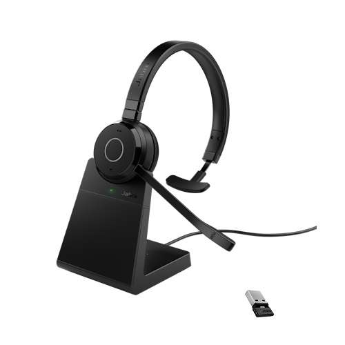 Jabra Evolve 65 TE Stand Link390a UC Mono Bluetooth HS inkl. Ladestation & Link 390a Bluetooth USB-A