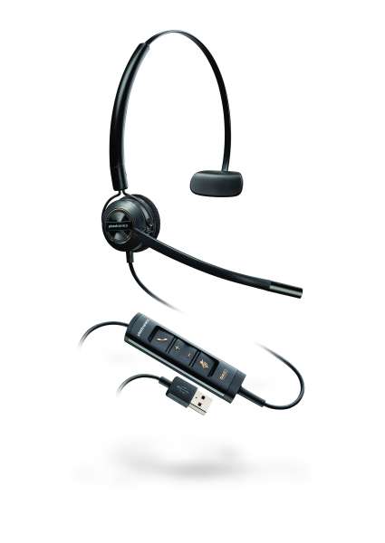 Poly EncorePro HW545 USB-A Konvertibl NC Headset mit CallControl für UC/Microsoft mit Überkopfbügel,