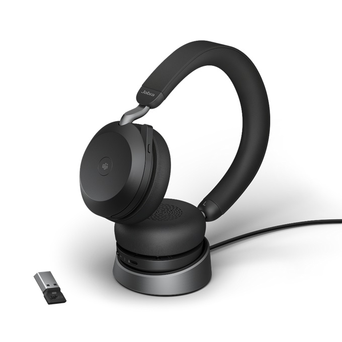 Jabra Evolve2 75 Link380a MS Stereo Stand ANC Black Bluetooth NC Headset  inkl. Stand & Link 380 USB- | Schnurlos | USB-Headsets f. Softphone/PC |  Headsetwelt | Lautsprecher