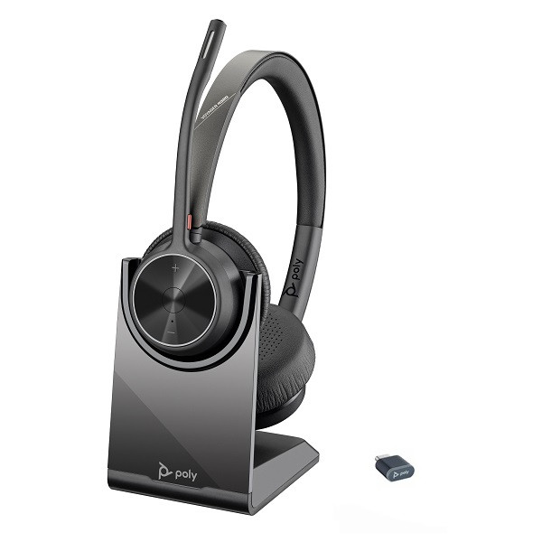 Poly Voyager 4320 UC Station USB-C Stereo Bluetooth Headset inkl. Ladeschale & BT700 USB-C Dongle fü