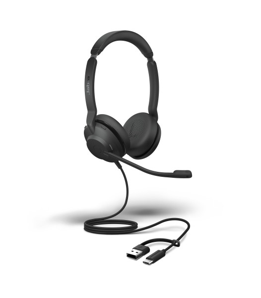 Jabra Evolve2 30 SE USB C/A UC Stereo Headset mit USB-C auf USB-A Adapter