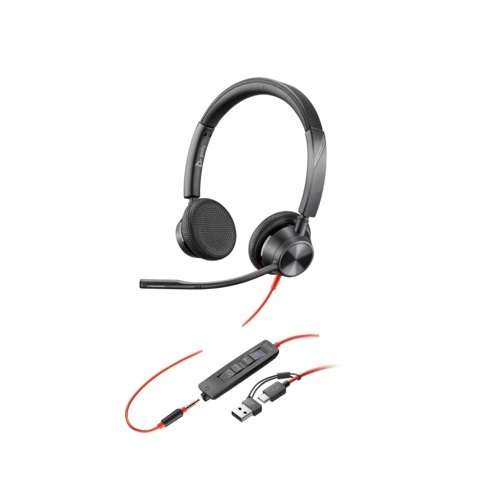 Poly Blackwire 3325-M "USB-C auf USB-A Adapter" Stereo Headset für Microsoft mit USB-C Stecker