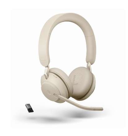 Jabra Evolve2 65 Link380a MS Stereo Beige Bluetooth NC Headset inkl. Link 380 USB-A MS Teams BT Dong