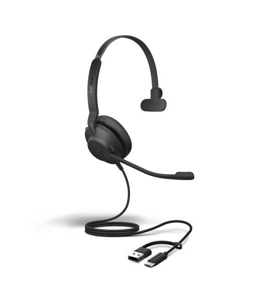 Jabra Evolve2 30 SE USB C/A UC Mono Headset mit USB-C auf USB-A Adapter