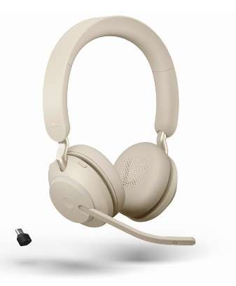 Jabra Evolve2 65 Link380c UC Stereo Stand Beige Bluetooth NC Headset inkl. Deskstand & Link 380 USB-