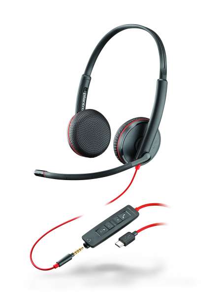 Poly Blackwire C3225 USB-C & 3,5mm Klinke Duo NC Headset mit CallControl für UC/Microsoft