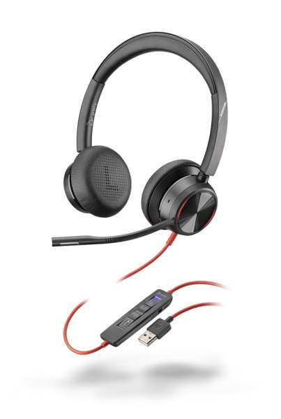 Poly Blackwire 8225-M USB-A ANC Duo NC Headset mit Active Noise Cancelling & CallControl für Microso