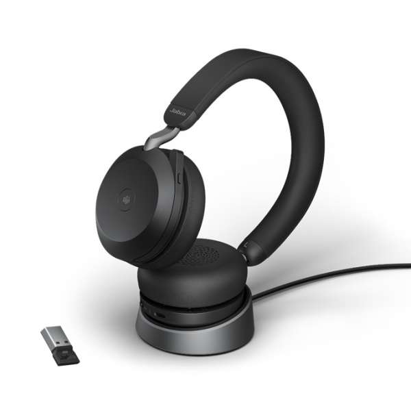 Jabra Evolve2 75 Link380a MS Stereo Stand ANC Black Bluetooth NC Headset inkl. Stand & Link 380 USB-