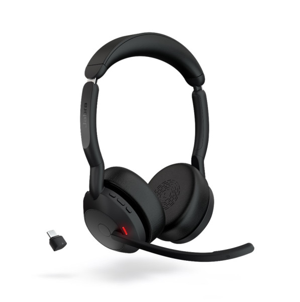 Jabra Evolve2 55 Stand Link380c UC Stereo Bluetooth ANC Headset inkl. Ladestation & Link380c USB-C B