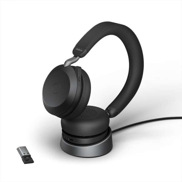 Jabra Evolve2 75 Link380a UC Stereo Stand ANC Black Bluetooth NC Headset inkl. Stand & Link 380 USB-
