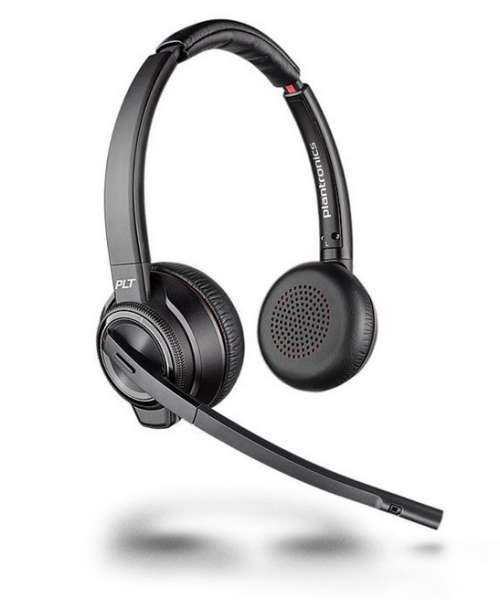 Poly Savi 8220 Duo ANC Office DECT NC Headset mit Active Noise Cancellation für Festnetz, PC Softpho