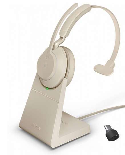 Jabra Evolve2 65 Link380c MS Mono Stand Beige Bluetooth NC Headset inkl. Deskstand & Link 380 USB-C