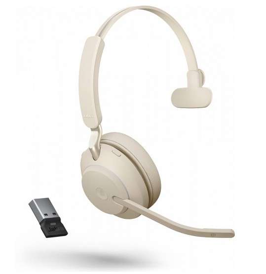 Jabra Evolve2 65 Link380a MS Mono Beige Bluetooth NC Headset inkl. Link 380 USB-A MS Teams BT Dongle