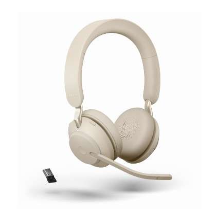 Jabra Evolve2 65 Link380a UC Stereo Beige Bluetooth NC Headset inkl. Link 380 USB-A UC BT Dongle an
