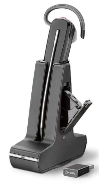 Poly Savi 8245 UC-M USB Konvertible DECT NC Headset mit D200 DECT USB Dongle mit Zusatzakku für PC S