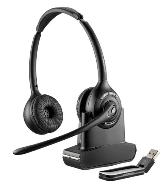 Poly Savi W420-M Duo DECT NC Headset mit D100 DECT USB Dongle für PC Softphone für Microsoft