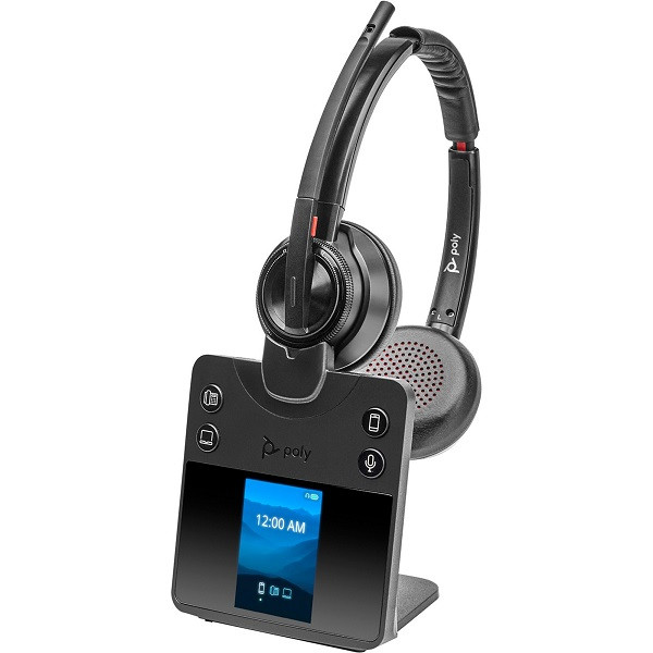 Poly Savi 8420 Office UC Stereo ANC DECT Headset für Tischtelefon, PC und Mobiltelefon mit Active No