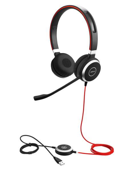 Jabra Evolve 40 UC Duo USB & 3,5mm Klinke NC Headset mit Busylight & CallControl