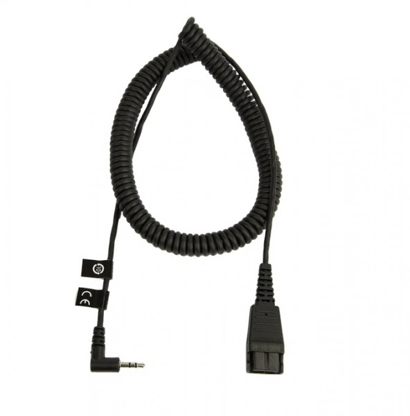 Jabra 01-46 Spiral Anschlusskabel QD auf 2,5mm gewinkelter Klinke Stecker z.B. Gigaset & Panasonic &