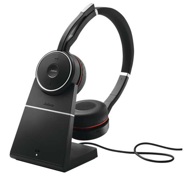 Jabra Evolve 75 MS Duo ANC Bluetooth NC Headset inkl. Ladestation & Link 370 Dongle mit Active Noice